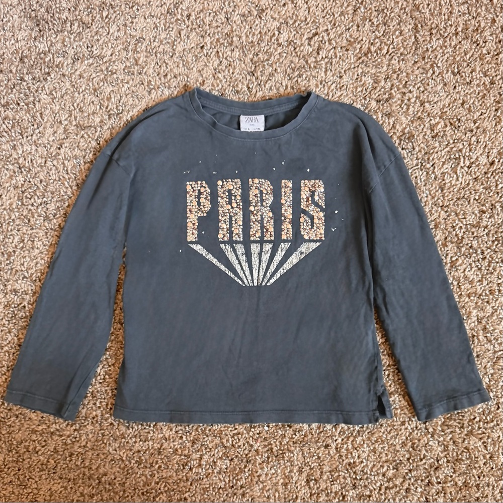 Zara Gray Paris Rhinestone Studded Long Sleeve